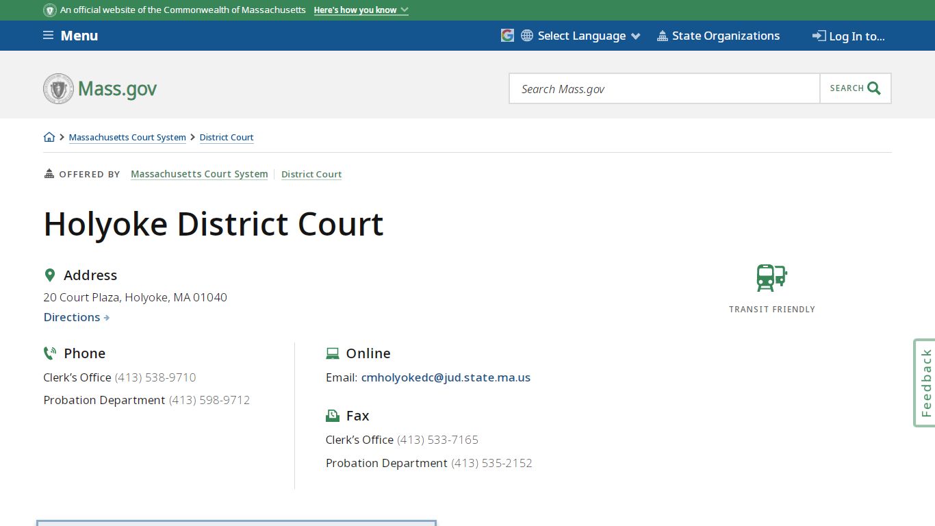 Holyoke District Court | Mass.gov
